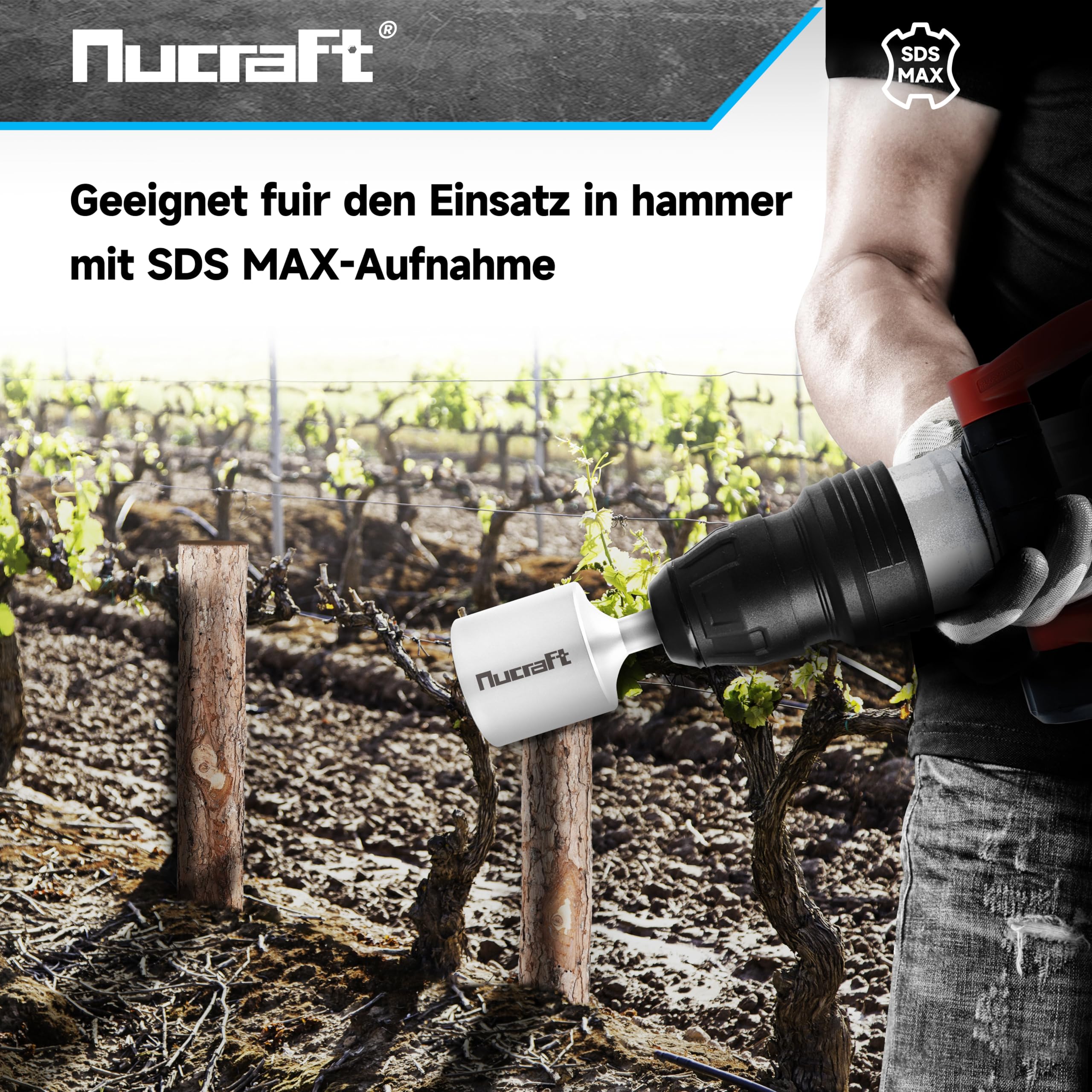 Nucraft Jack Hamme Stella/picchetto di legno driver pali rammi SDS MAX driver chiodi di terra per l'inserimento di picchetti di legno
