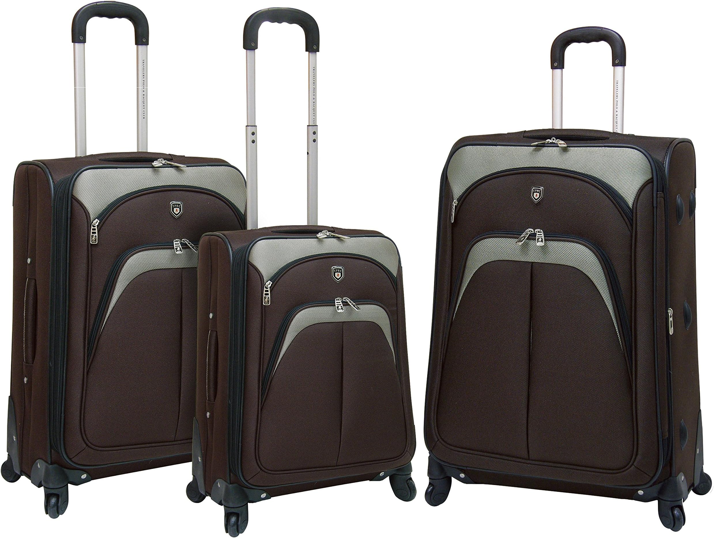 TPRC Lexington Softside Expandable Spinner Luggage, Espresso Brown, 3-Piece Set (20/24/28)