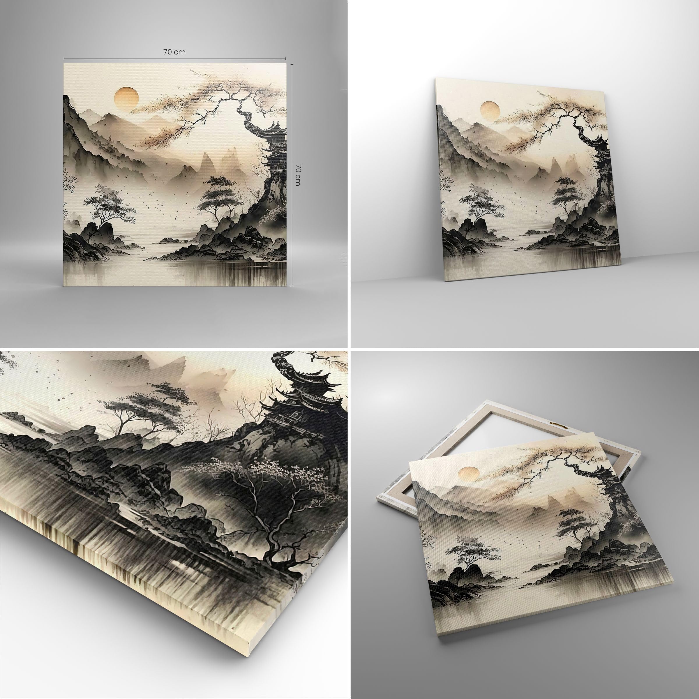 ARTTOR Dekoracja ścienna Salon Azja Japonia Widok Obraz na płótnie w ramie 70x70cm Nowoczesny Sypialnia Kuchnia Deko Sztuka na ścianę Duży Obrazy Art Foto Wall Decor Canvas AC70x70-5777