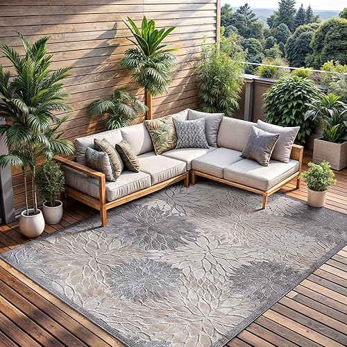 Miniatura 429 de CAMILSON Indoor Outdoor Rug 5x7 Bohemian Medallion Floral Area Rugs for Indoor and Outdoor Patios Easy-Cleaning Non-Shedding Living Room Garden and