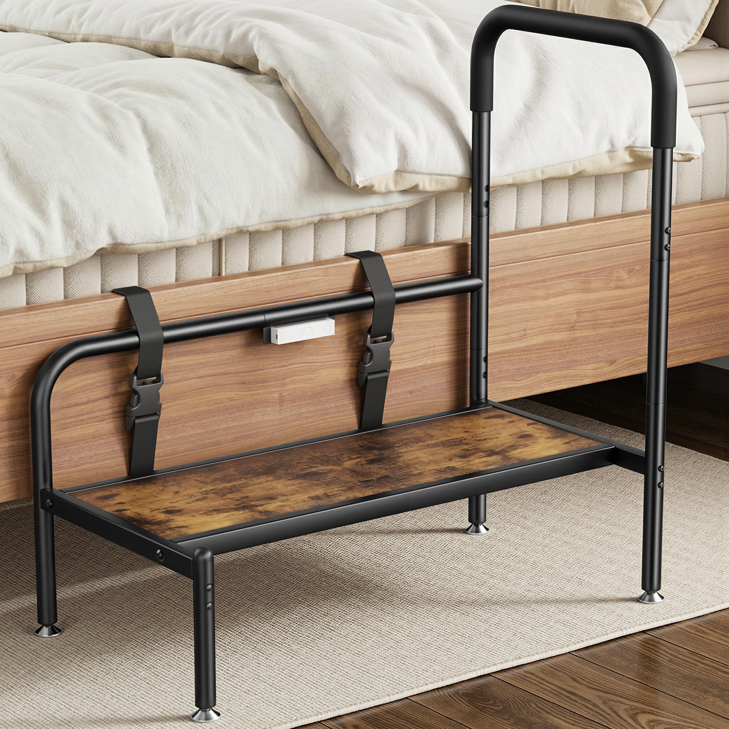 Photo 1 of Josmimic Bed Step Stool for High Beds, Bedside Step Stool for Adults & Seniors with Safety Handle and Motion Sensor LED Light, Stable Step Assist for Elderly