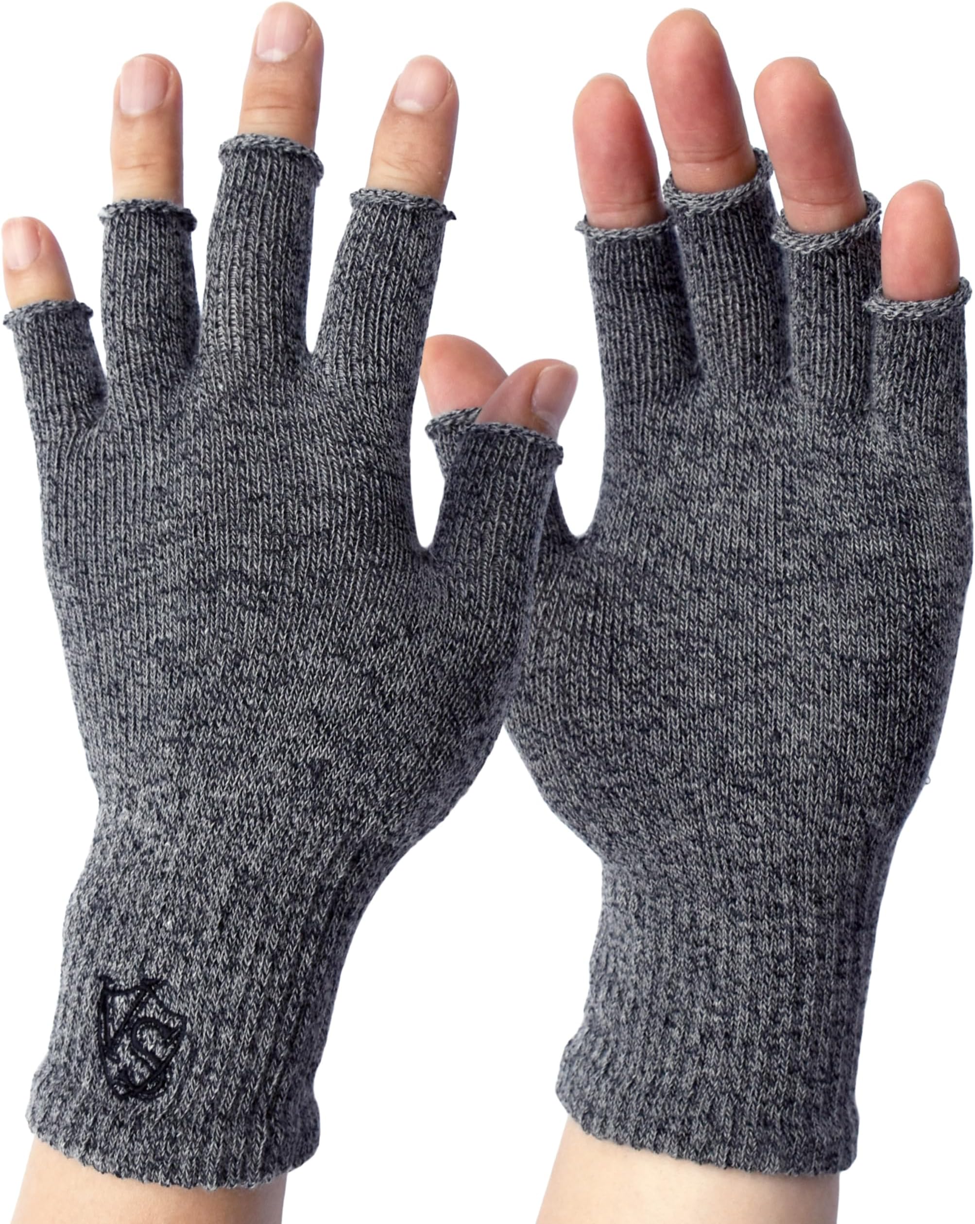 VITAL SALVEO Fingerless Recovery Gloves Stretchy Hands Office Unisex Half Finger Typing Texting Circulation Gloves (Pair)