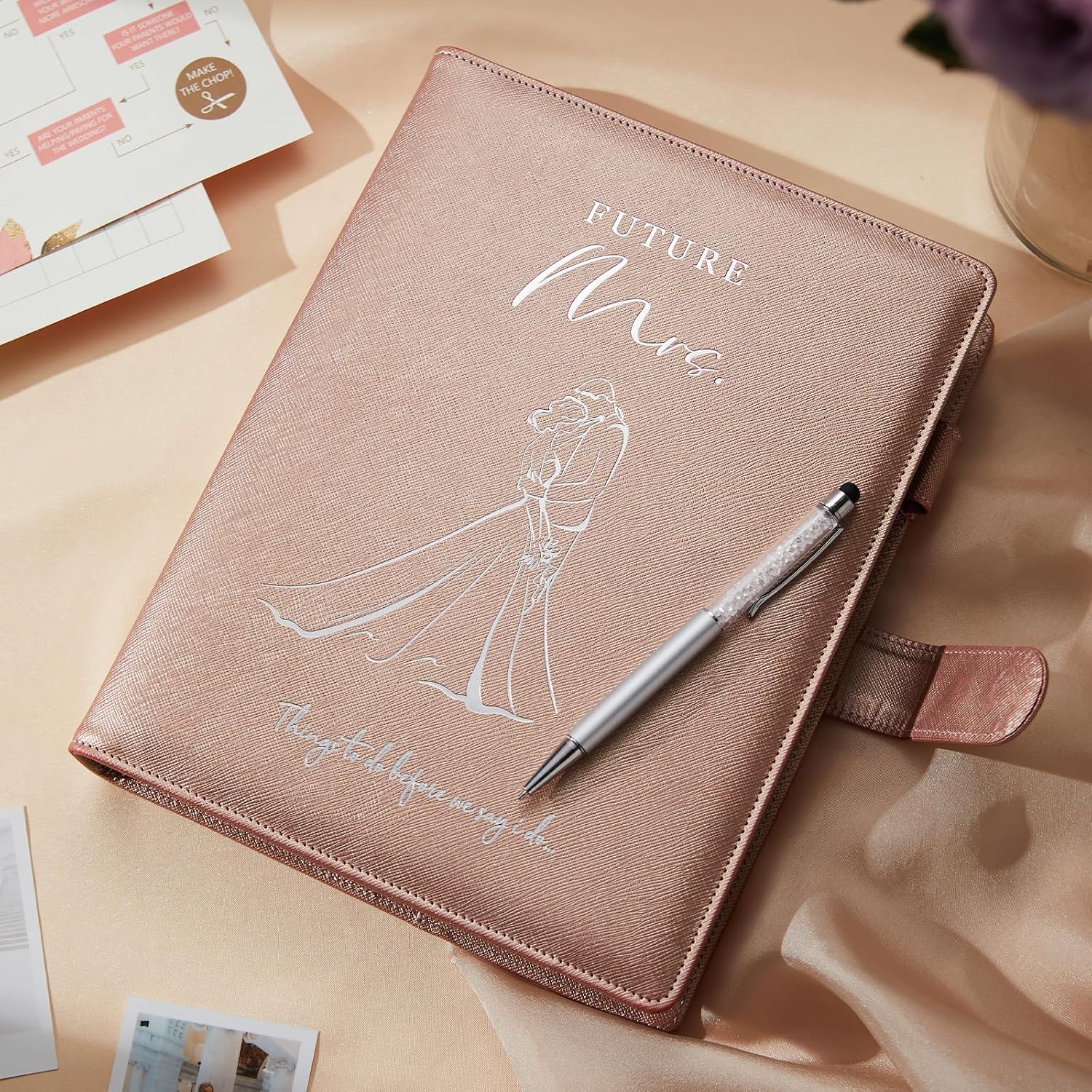 AW BRIDAL Future Mrs Wedding Planner Book and Organizer Gift Set, Personalized Destination Wedding Planners, Rose Gold Planning Gift for Bride and Engaged Couples, Cool Engagement Gifts for Her