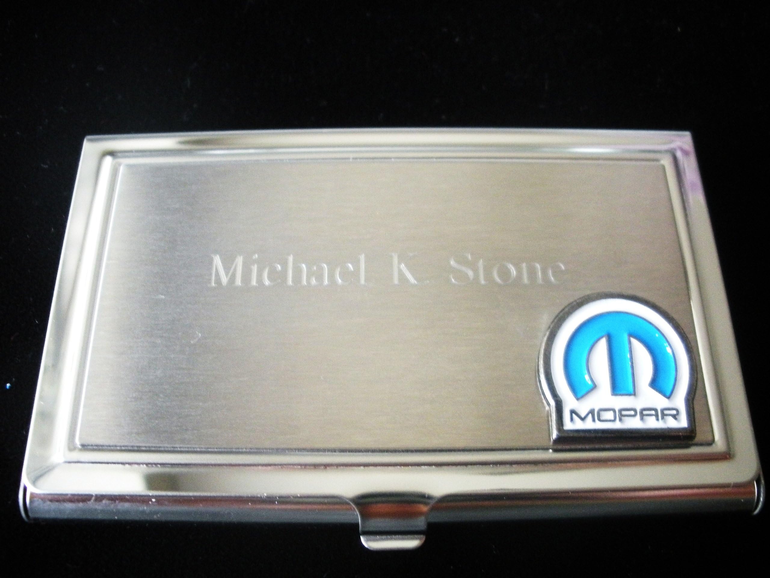 Mopar(Chrysler) Brushed Silver and Chrome Silver Business Card Case-free Engraving