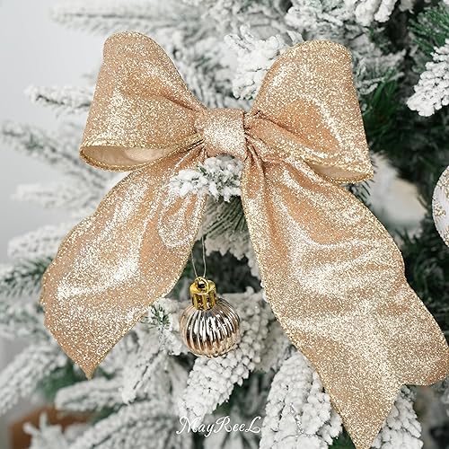 Miniatura 5 de MAYREEL Cinta azul con alambre de 1.5 pulgadas con purpurina turquesa con alambre para decoración de Navidad, cinta azul con alambre para envolver