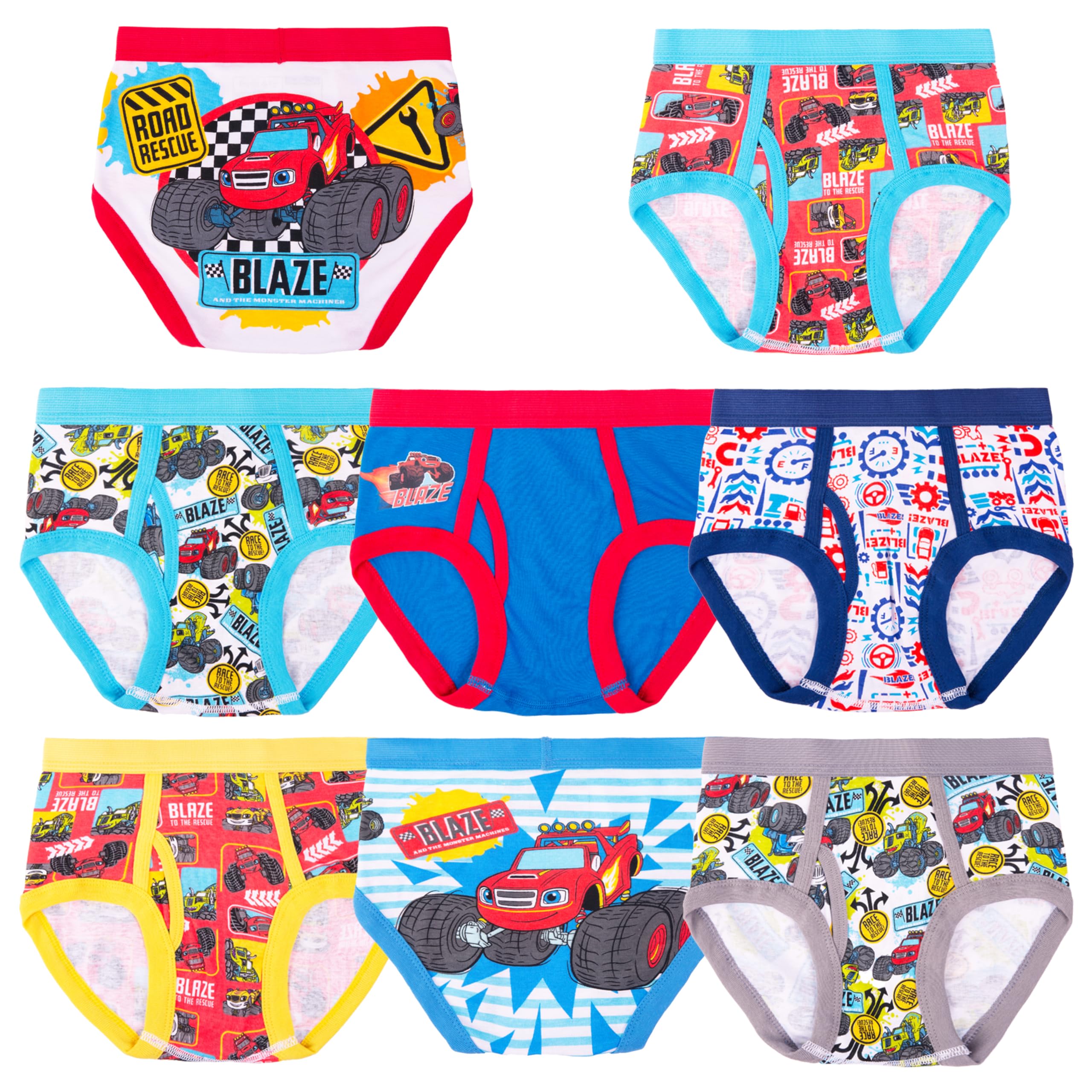 Handcraft Blaze Monster Machines Boys Underwear - 8-Pack Toddler/Little Kid/Big Kid Size Briefs Trucks
