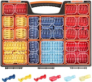 Kuject 1200PCS (600 Pairs) T Tap Wire Connectors Kit with Organizers, Insulated Wire T-Tap Splice Wire Connectors, Electrical Quick Disconnect Spade Connectors with Nylon Shell for Wiring Automotive