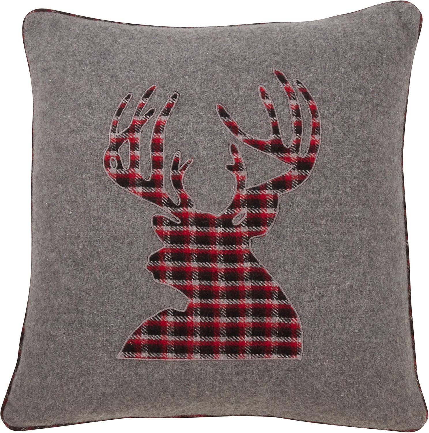 SARO LIFESTYLE Réjouir Collection Frayed Window Pane Throw Down Filled Pillow, 16", Natural