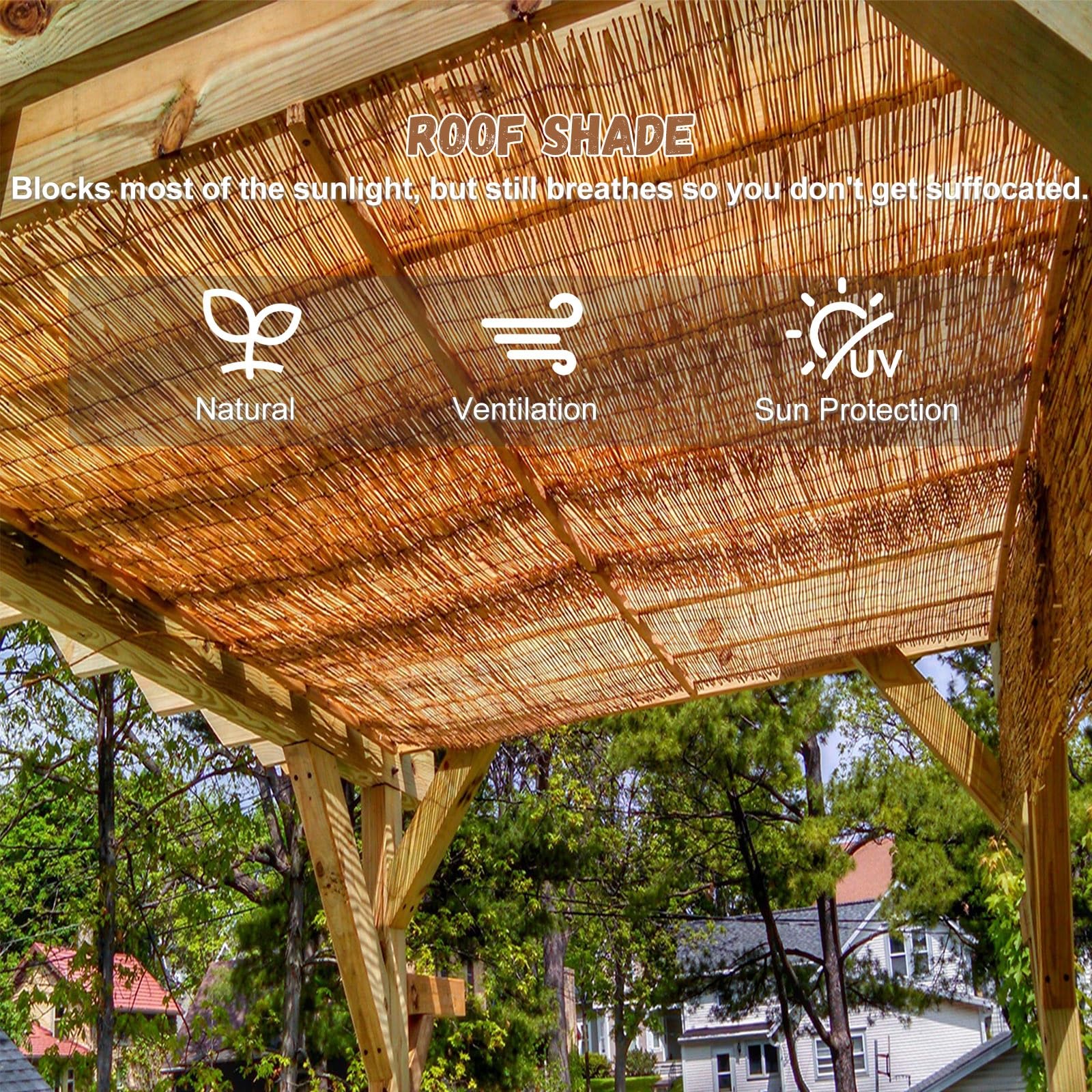 Natrlicher Schilfrohr Sichtschutz Balkon Holz Bambus Sichtschutzzaun  180x180 Schilfmatte Sichtschutz 80 100 200 300 500cm Hoch Balkon Zaun Tuch  Schilf Blickdicht & Wetterfest Schilfrohrmatte 180x600 : Amazon.de: Garten