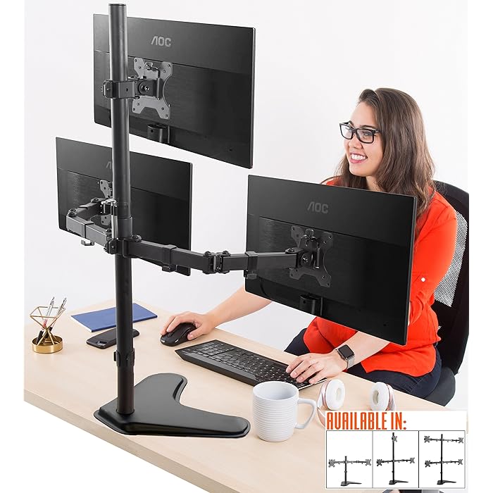 Buy Stand Steady Freestanding 3 Monitor Mount Desk Stand Height