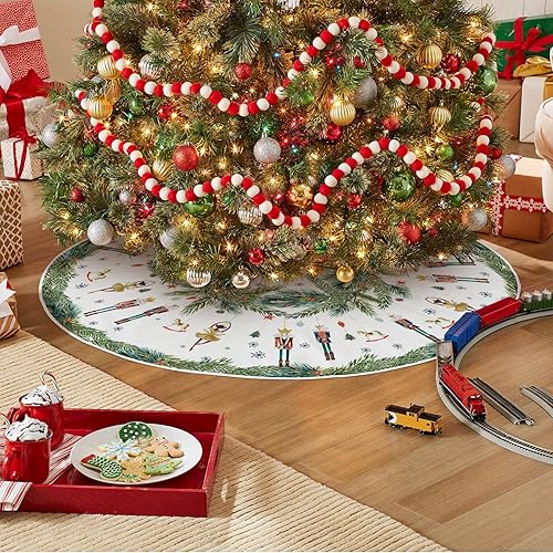 Miniatura 3 de AVOIN colorlife Holly - Falda de árbol de Navidad de cascanueces de 36 pulgadas, decoración de árbol de vacaciones de invierno