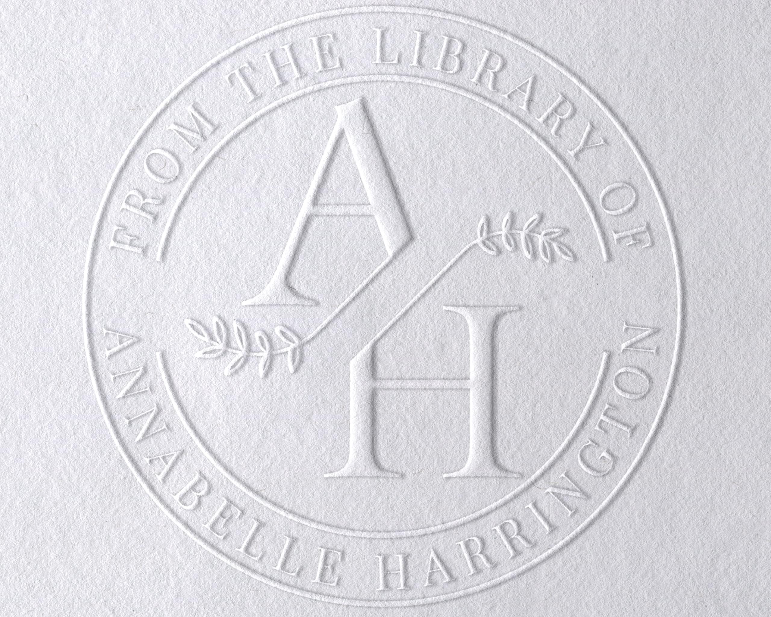 From The Library Of | Ex Libris Floral Book Stamp Personalized Teacher Custom Monogram Self-Inking Wood Handle (Monogram 1)