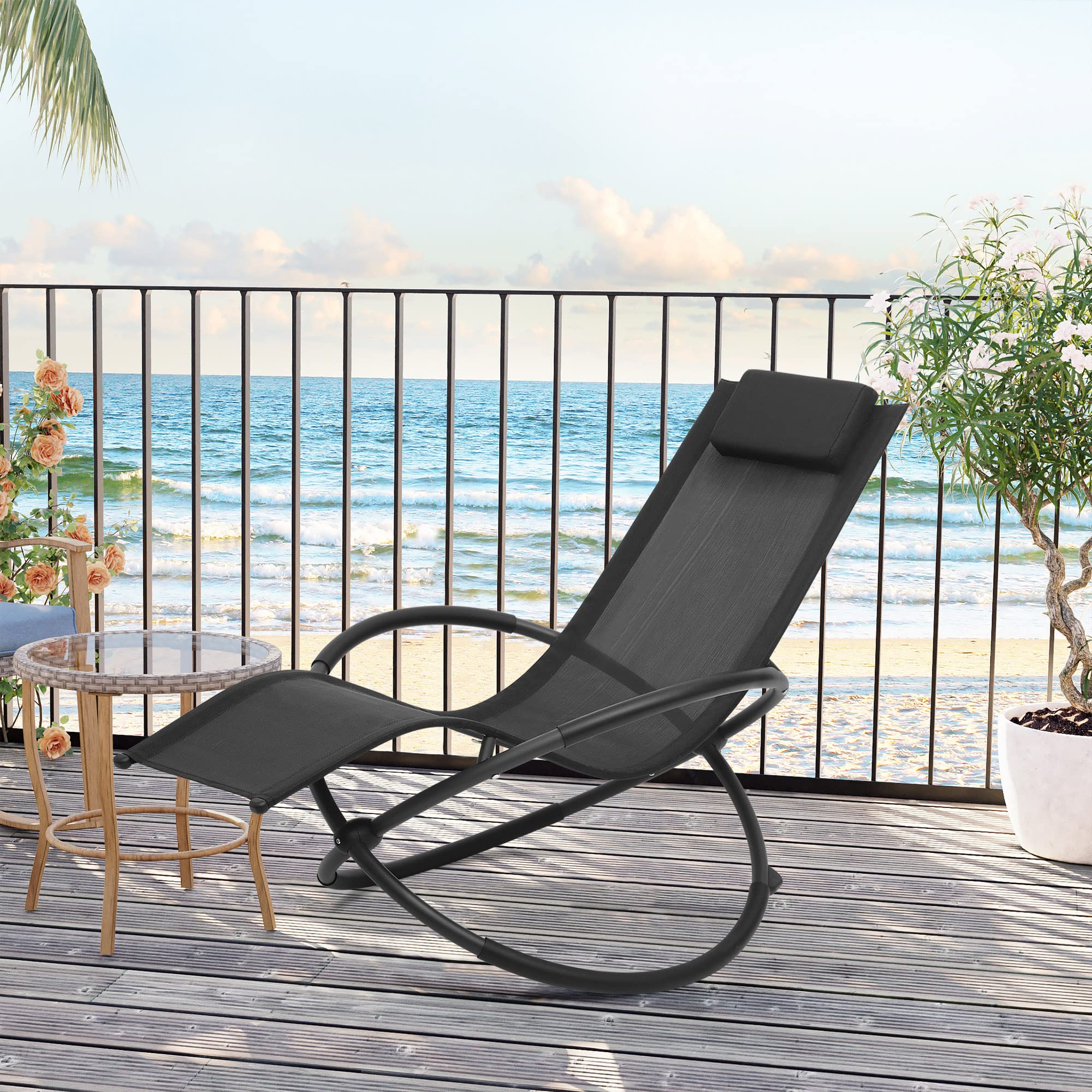 WOLTU Lot de 2 Chaise Longue Pliable Bain de Soleil pour Jardin fauteil Relax Baignoire en Tissu Respirant Charge maximale 160 kg, Noir, LS002sz-2