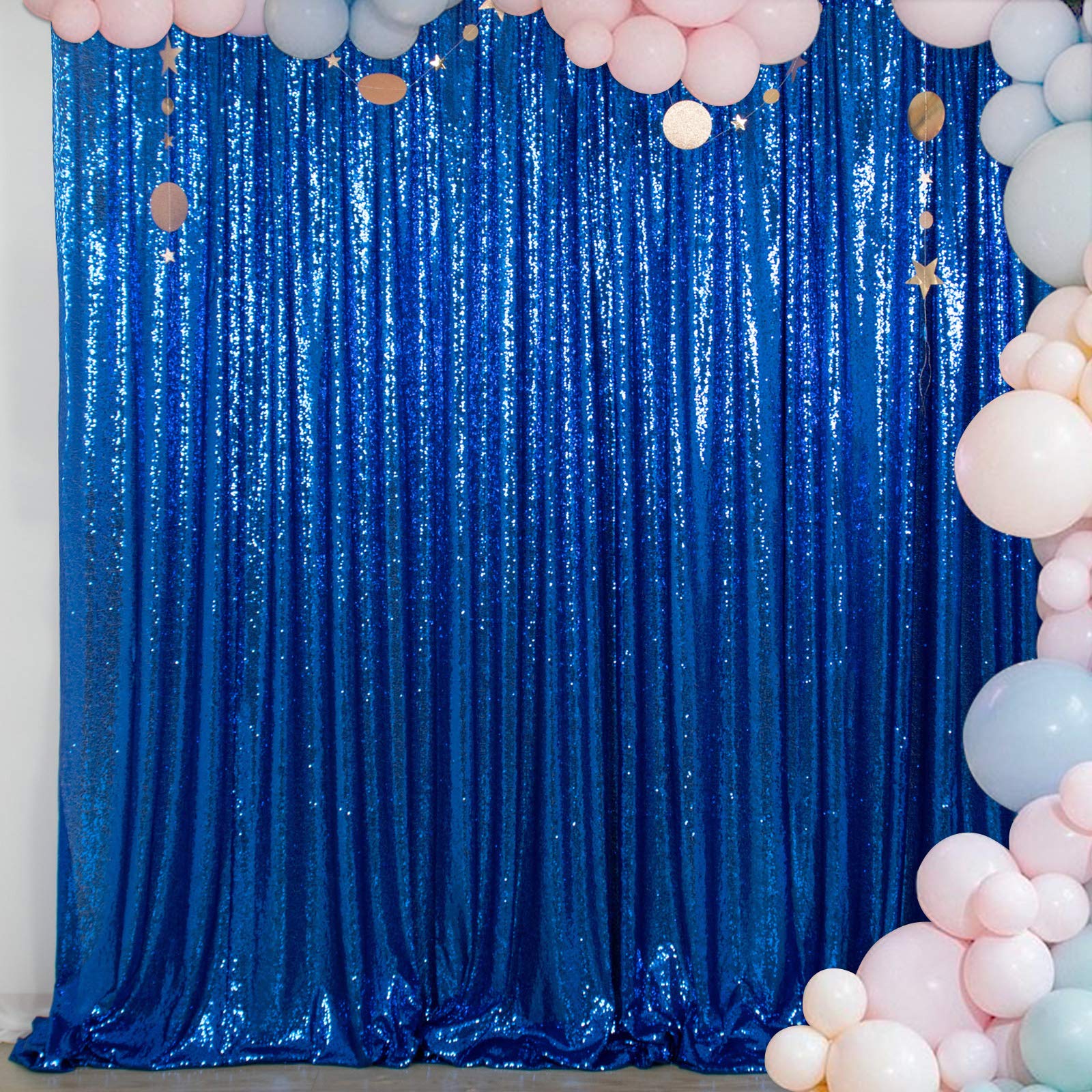 ShinyBeauty Royal Blue 8FTx8FT Sequin Photo Backdrop Sequin Backdrop Curtains Photography Backdrop Happy Birthday Backdrop for Party Chirismas Wedding