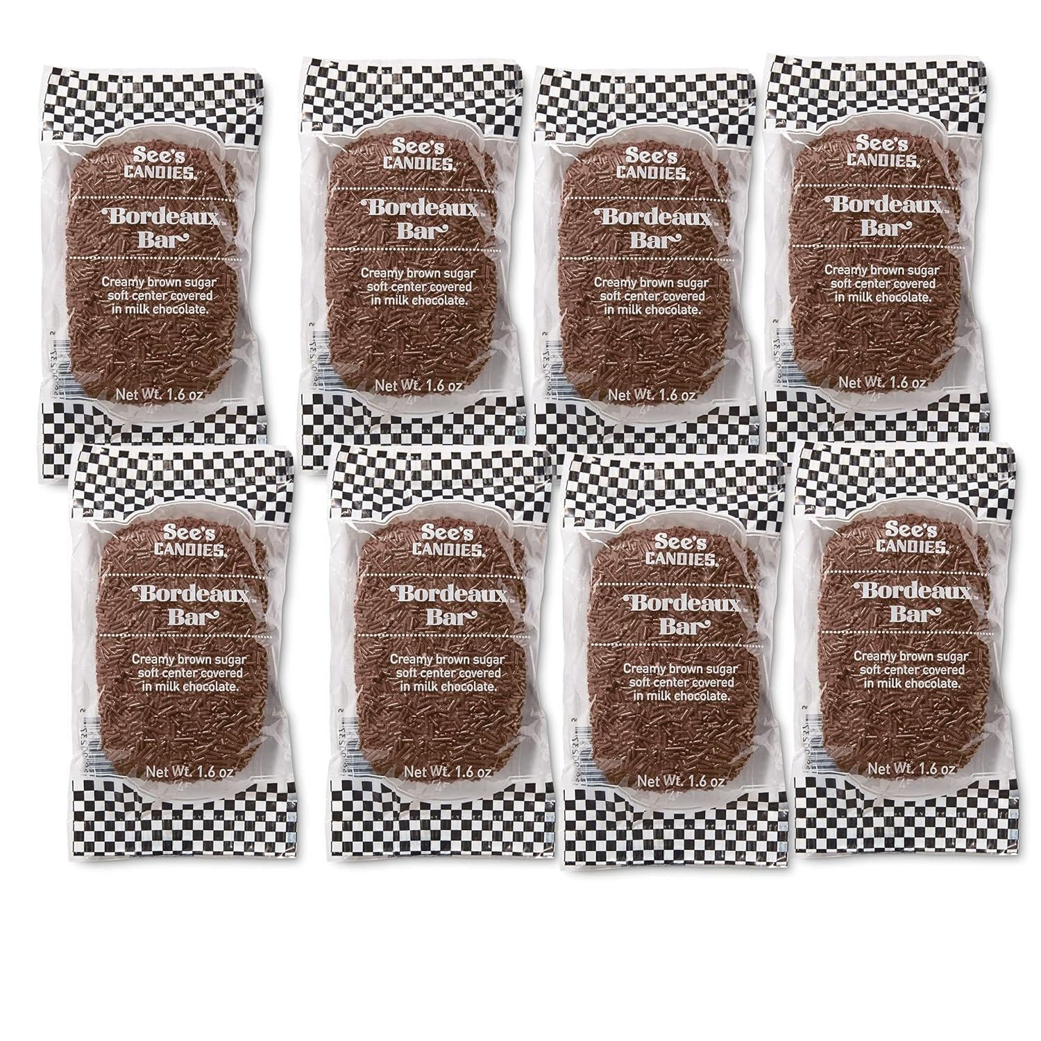 See's Candies 12.8 oz Milk Bordeaux Bars (8 individually wrapped bars)