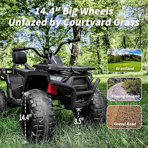 Miniatura 4 de Kids ATV 4 Wheeler, 24V 4WD Electric ATV Ride-On Toy for Big Kids with 2-Seater, 4x200W Motor, 5.6Mph Max Speed - Black