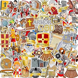 105Pcs Armor of God Stickers for Kids Bible Verse Christian Religious Armor Medieval Knight Stickers Vinyl Waterproof God for Classroom Teacher Reward Art Crafts Religious Party Favors