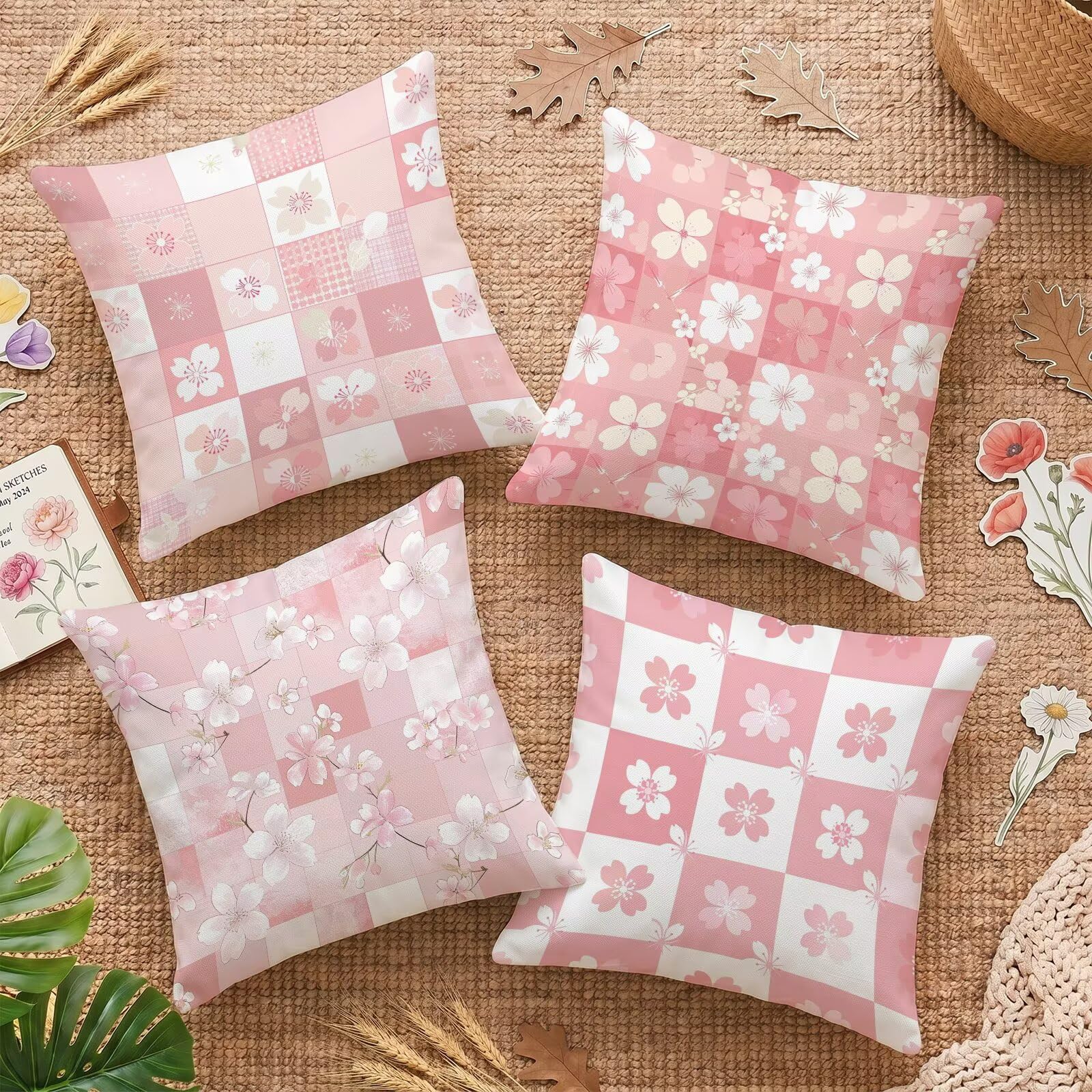 Housses de coussin imperméables anti-taches 50x50 en velours rose C-O105