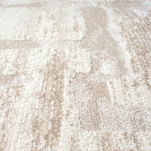 Miniatura 6 de Abani Alfombra color crema para sala de estar, dormitorio, patrón de bloques, 8 x 10 pies, duradera y fácil de limpiar
