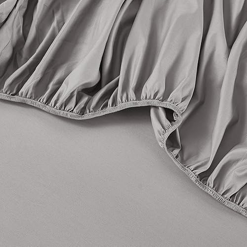 Miniatura 5 de JELLYMONI Juego de sábanas tamaño Queen, color gris, sábanas de satén 100% algodón de 400 hilos para cama tamaño Queen, sábanas suaves y frescas,