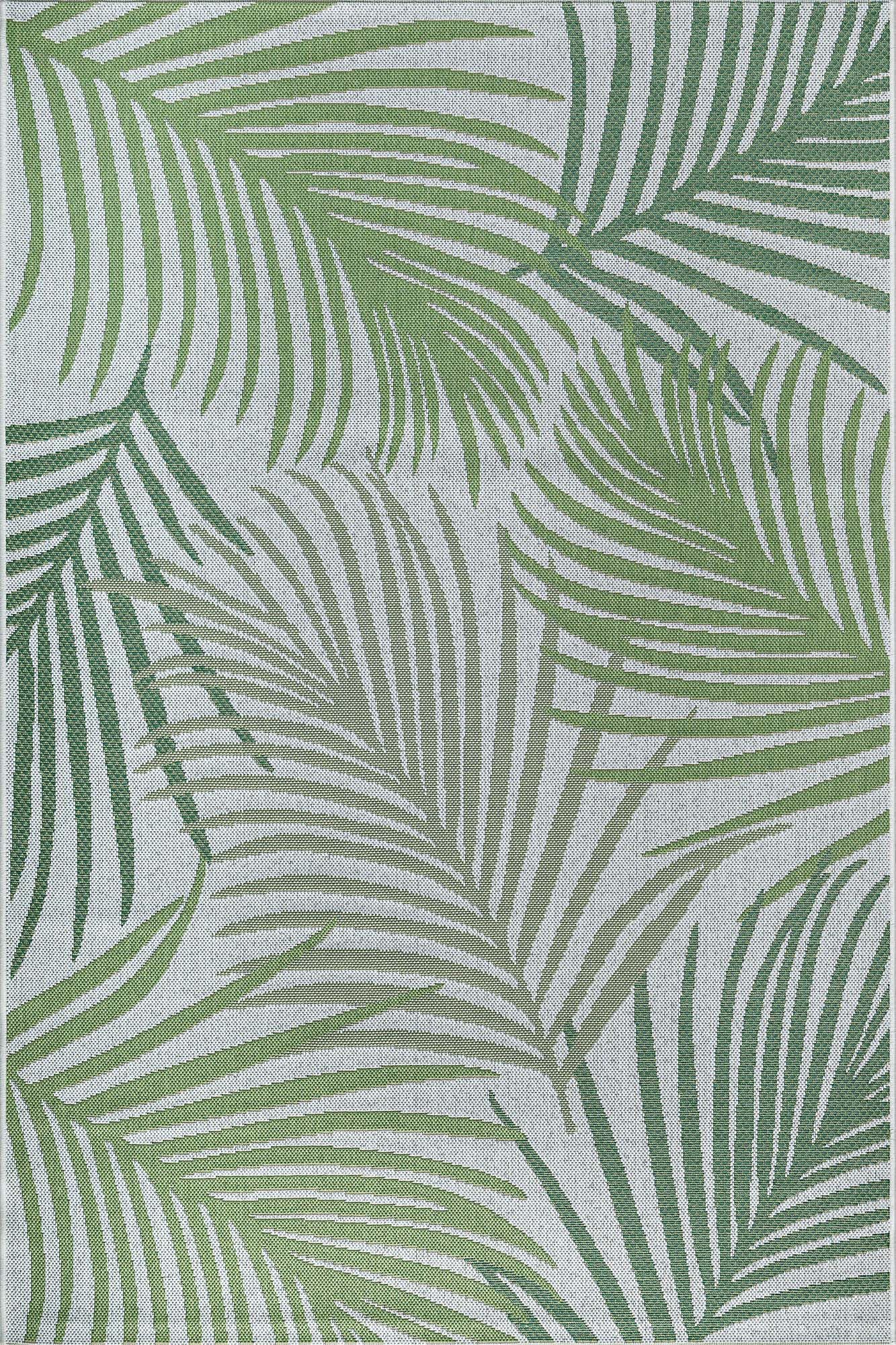 Taracarpet wetterfester In- & Outdoor Teppich für Balkon, Wohnzimmer & Küche, Flachgewebe in Sisaloptik Floral grün 160x220 cm