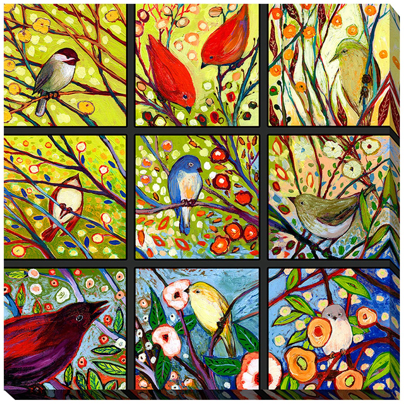 Picture Perfect International Giclee Stretched Wall Art by Jennifer Lommers 9 Birds I Artists-Canvas, 24" x 24" x 1"