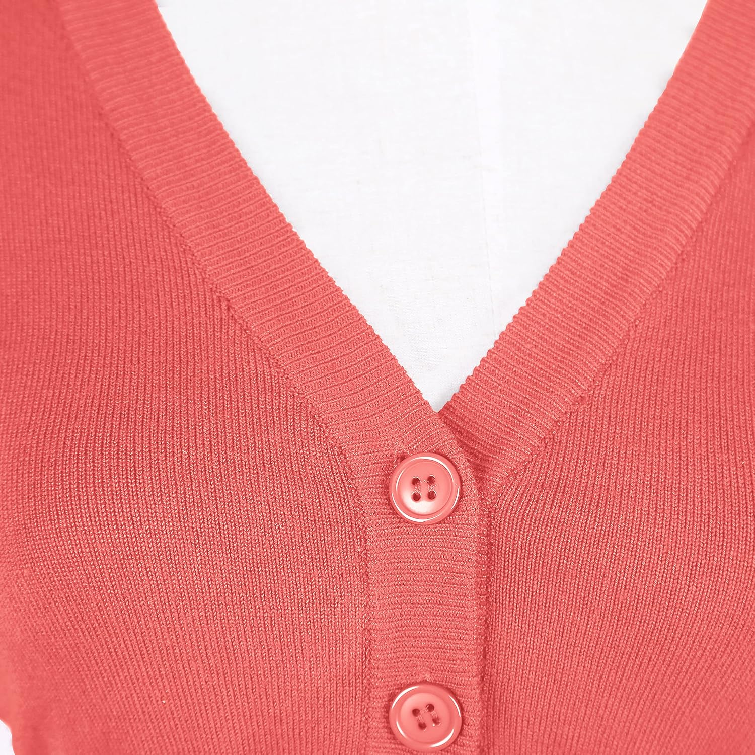 Urban CoCo Women's Cropped Cardigan V-Neck Button Down Knitted Sweater 3/4 Sleeve - Image 4