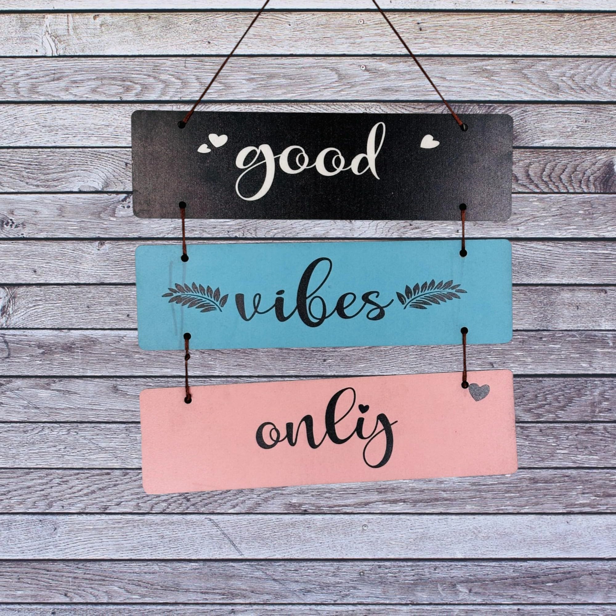 Swadeshi Desire Decorative Wall Art - MDF Wooden Wall Hanger for Living Room, Bedroom, Gifts, Modern Decor Items, and Hanging Ornaments for Decoration (Good Vibes Only)