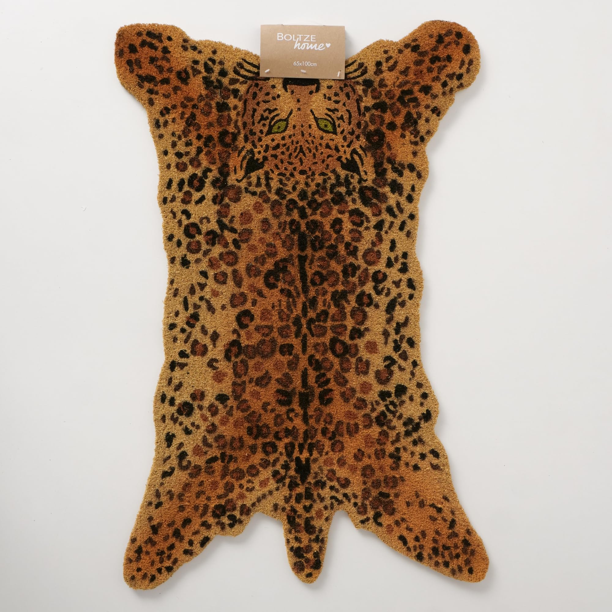 BOLTZE Roar 2061315 Paillasson en PVC et Coco Marron L x l x H : 100 x 65 x 1,5 cm en Forme de léopard Antidérapant