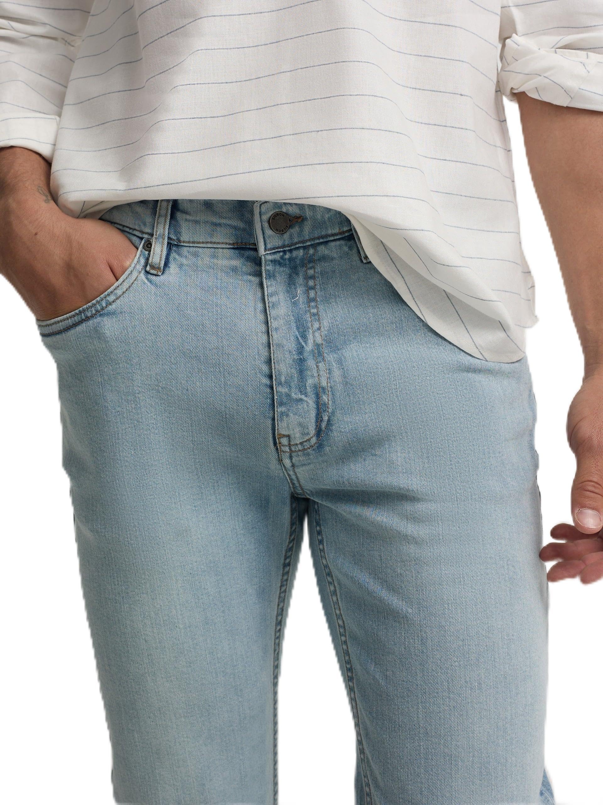 SILBON Light Blue Denim Sport Pants, Light Blue, 4/42 UK