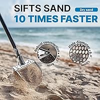 Vista 6 de CKG Cucharas de arena para playa, detección de metales, acero inoxidable, pala de detección de metales, caza del tesoro bajo el agua, accesorios