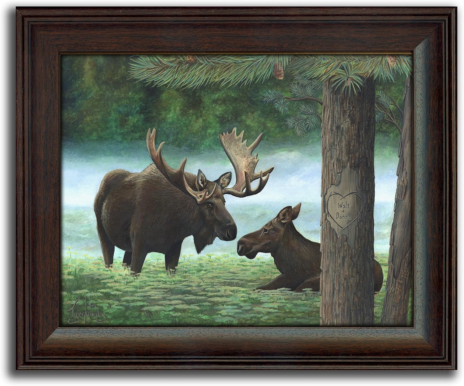 Personal-Prints | Personalized Romantic Wildlife Themed Art | Customized with Your Names |Unique Wedding, Anniversary, Valentine’s Day, or Romantic Gift (Moose)