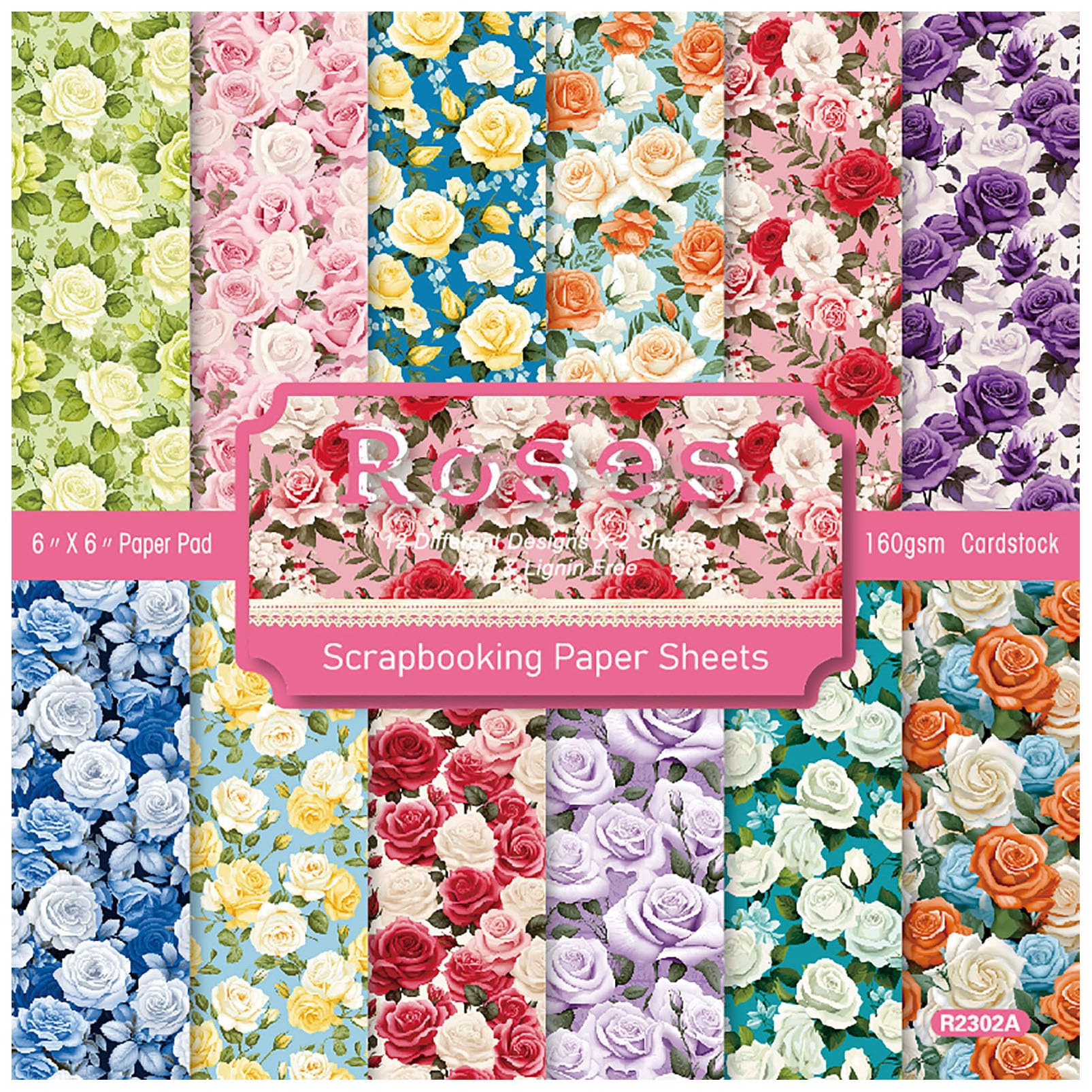 Papier do scrapbookingu, 6"x 6", 48 arkuszy papieru do wzorów, dekoracyjny papier do projektowania rzemiosła do albumu ze zdjęciami DIY, dziennika, kart, artykułów papierniczych