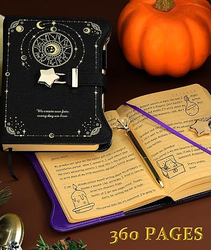 Miniatura 5 de Agenda con cerradura y llaves para niñas, ideas de regalo de 360 páginas de papel kraft para mujeres, cuaderno recargable B6 para escribir con