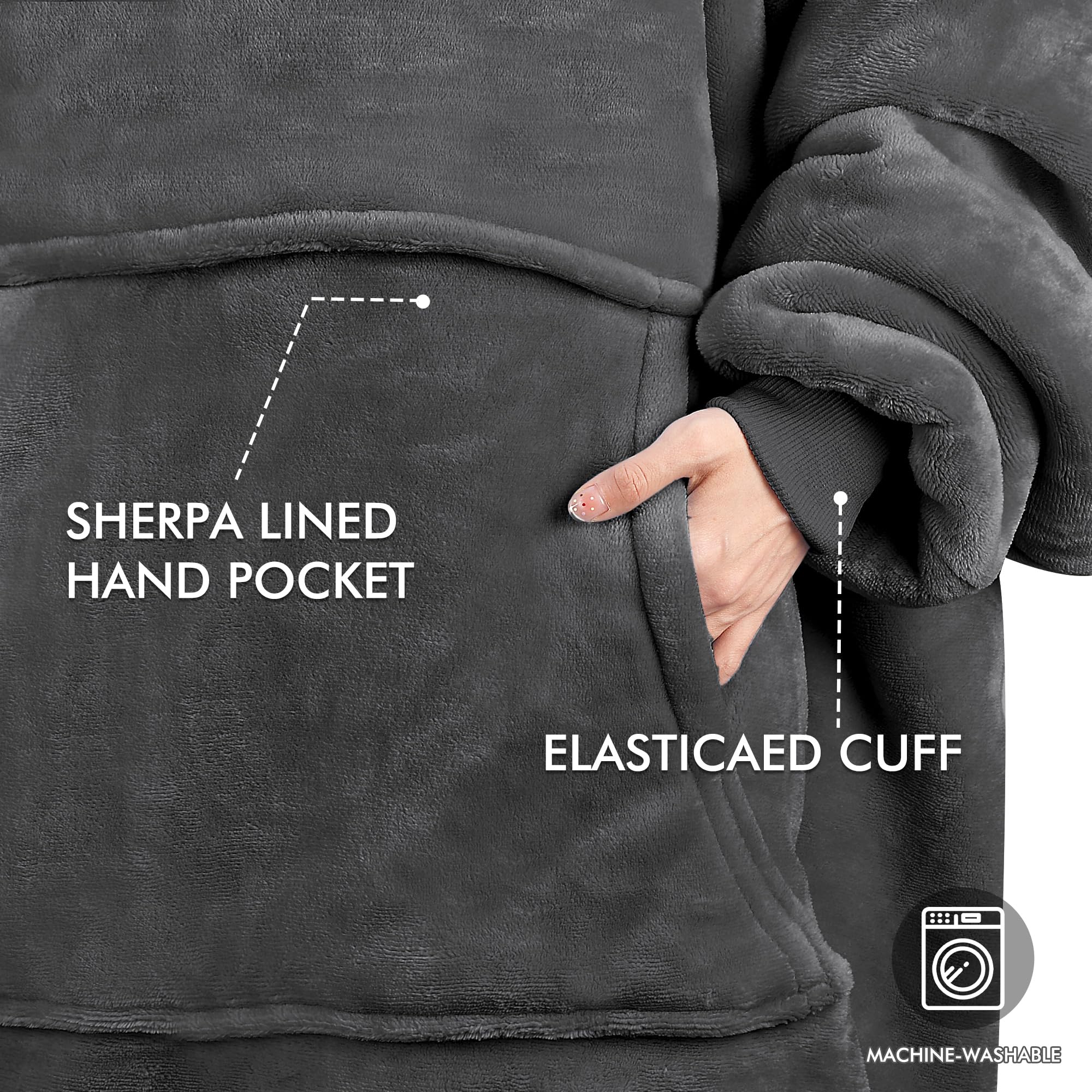 Catalonia Classy Couverture à Capuche Sherpa surdimensionnée Grand Sweat à Capuche, Couverture de Pull Chaud et Moelleux avec Poche Avant, Cadeaux d'hiver pour Adultes Femmes Hommes