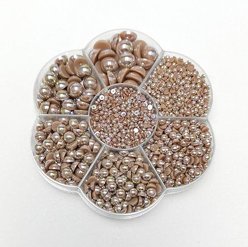 Vista 15 de Chenkou Craft 3000 unidades, 7 tamaños (2.5/3/4/5/6/8/0.394 in), 1 caja redonda plateada de imitación de media perla, cuentas sueltas