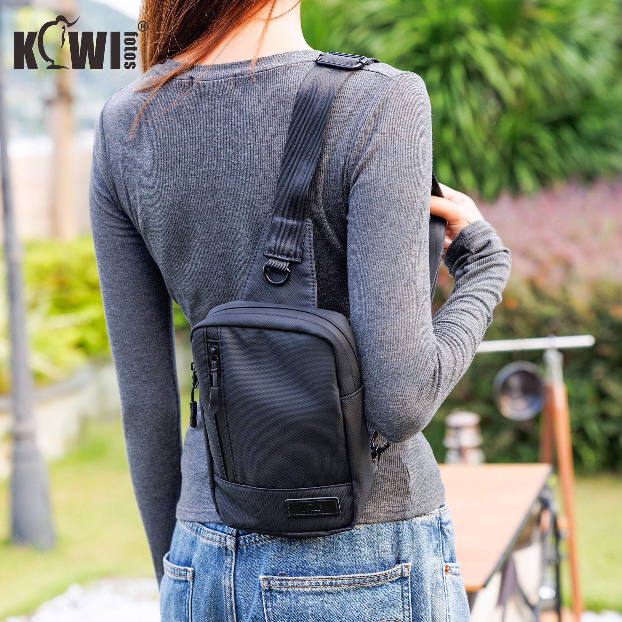 Kiwifotos Borsa a tracolla piccola Borsa a tracolla per uomo e donna Borsa a petto resistente all'acqua con cerniera, borsa a tracolla per viaggi, campeggio e sport all'aria aperta