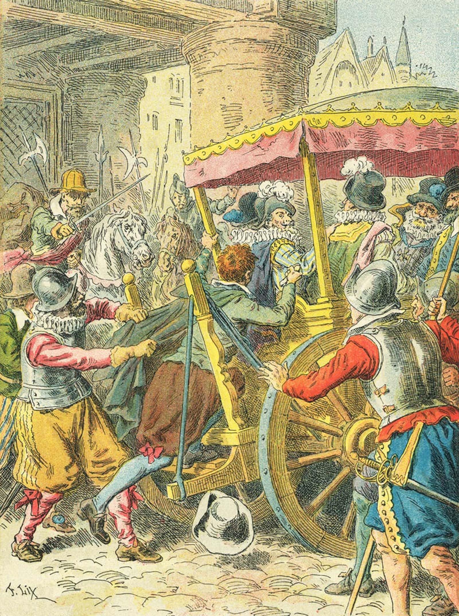 RZHRHJES Vintage Picture Wall Picture Painting Print Poster Assassination of King Henry Iv of France by Frederic Theodore Lix Abstract Wall Art Painting for Office Decor 60x90cm