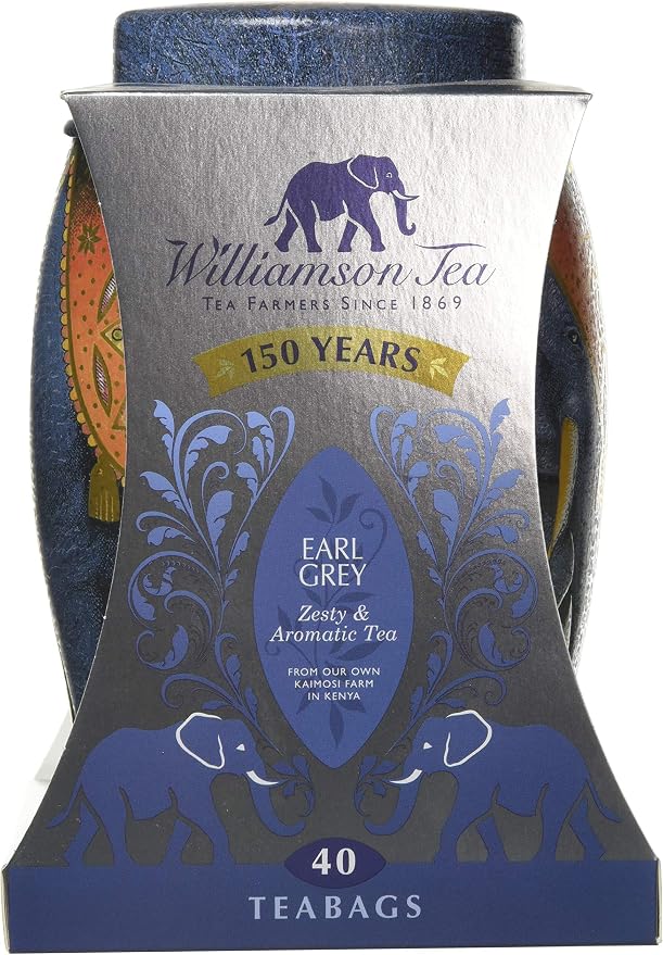 Williamson Elephant Tea Caddy Containing Earl Grey 100g 40 Luxury