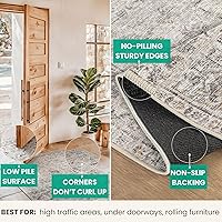 Vista 5 de Bloom Rugs - Alfombra caminera Caria lavable, antideslizante, de 3,05 m, color marfil/gris/caramelo tradicional, para entrada, pasillo, baño