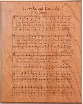 LifeSong Milestones Sheet Music Wall Art Plaque Gifts with Hymn and Song Lyrics How Great Thou Art - 12 x 15 Wooden Hanging Sign Cherry