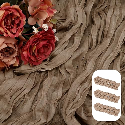 Babenest Camino de mesa de estopilla de color rosa polvoriento, paquete de 10 caminos de tela de gasa de 13.3 pies para decoración de despedida de