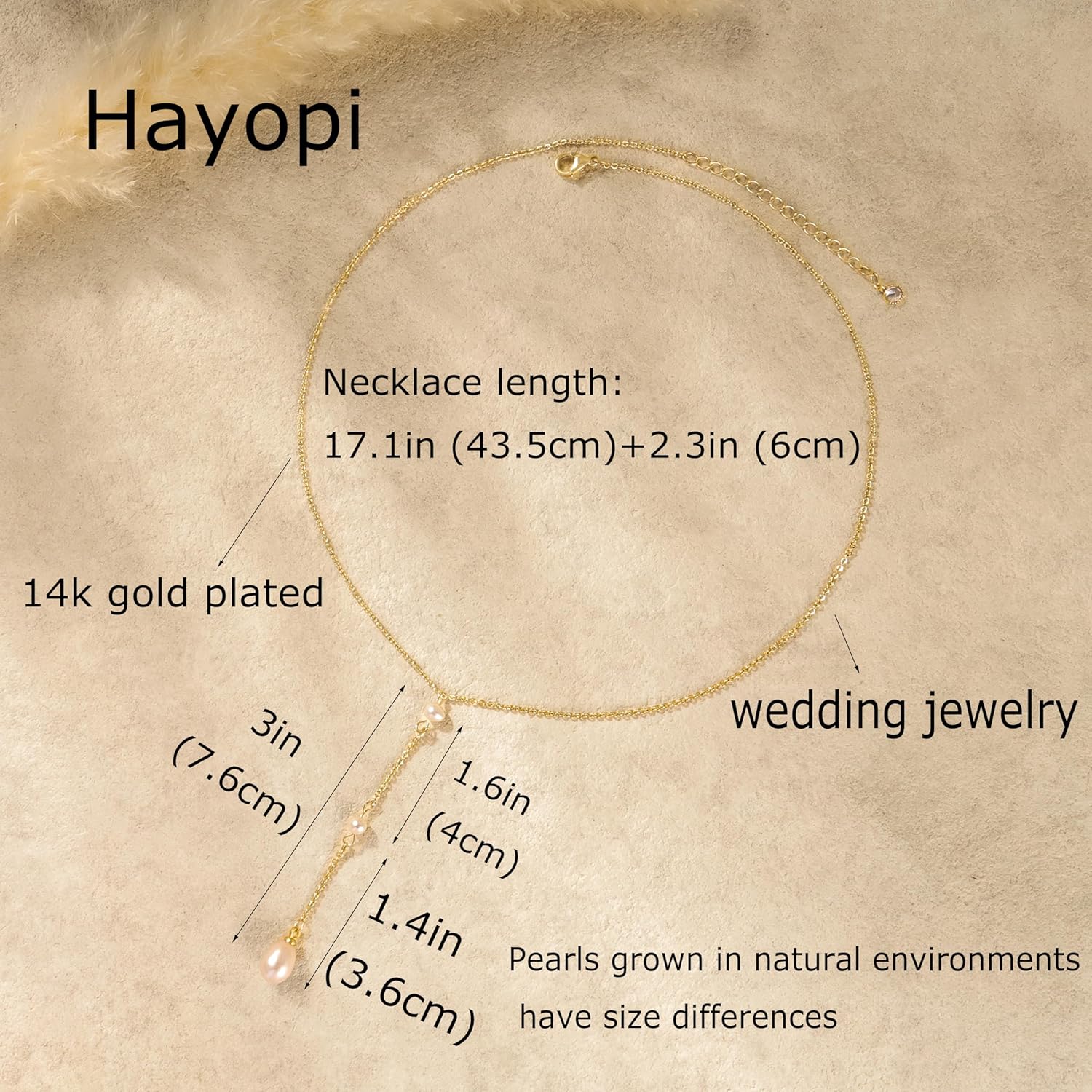 Pearl Necklace for Women Trendy,14k Gold Plated Necklace Dainty Wedding Necklace Small Cute Choker Necklace Beaded Lariat Drop Necklace Vintage Waterproof Jewelry for Women Gold Jewelry Fashion Gifts - Image 3