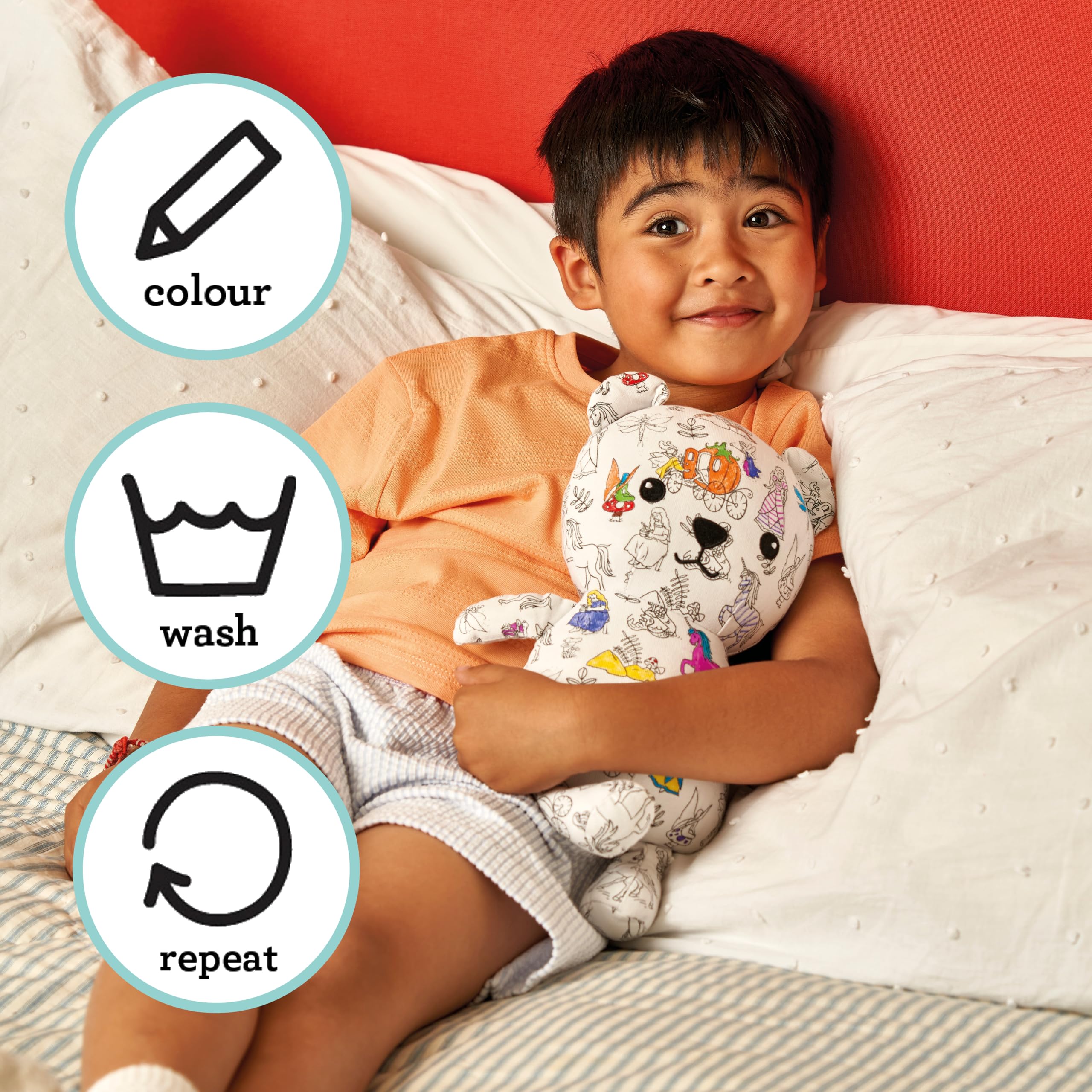 eatsleepdoodle Color In Fairytale Bear - Peluche da colorare con 10 penne lavabili