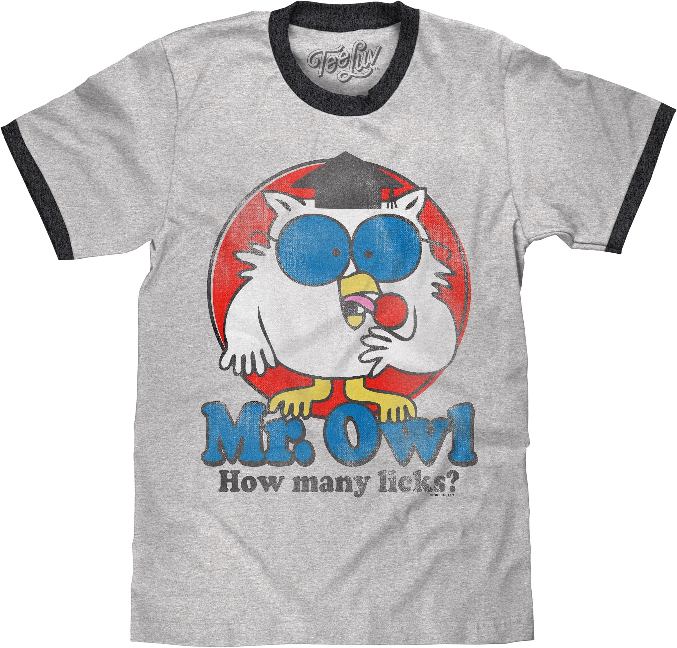 Sponsored Ad - Men's Mr Owl How Many Licks T-Shirt - Tootsie Pop Candy Ringer Shirt