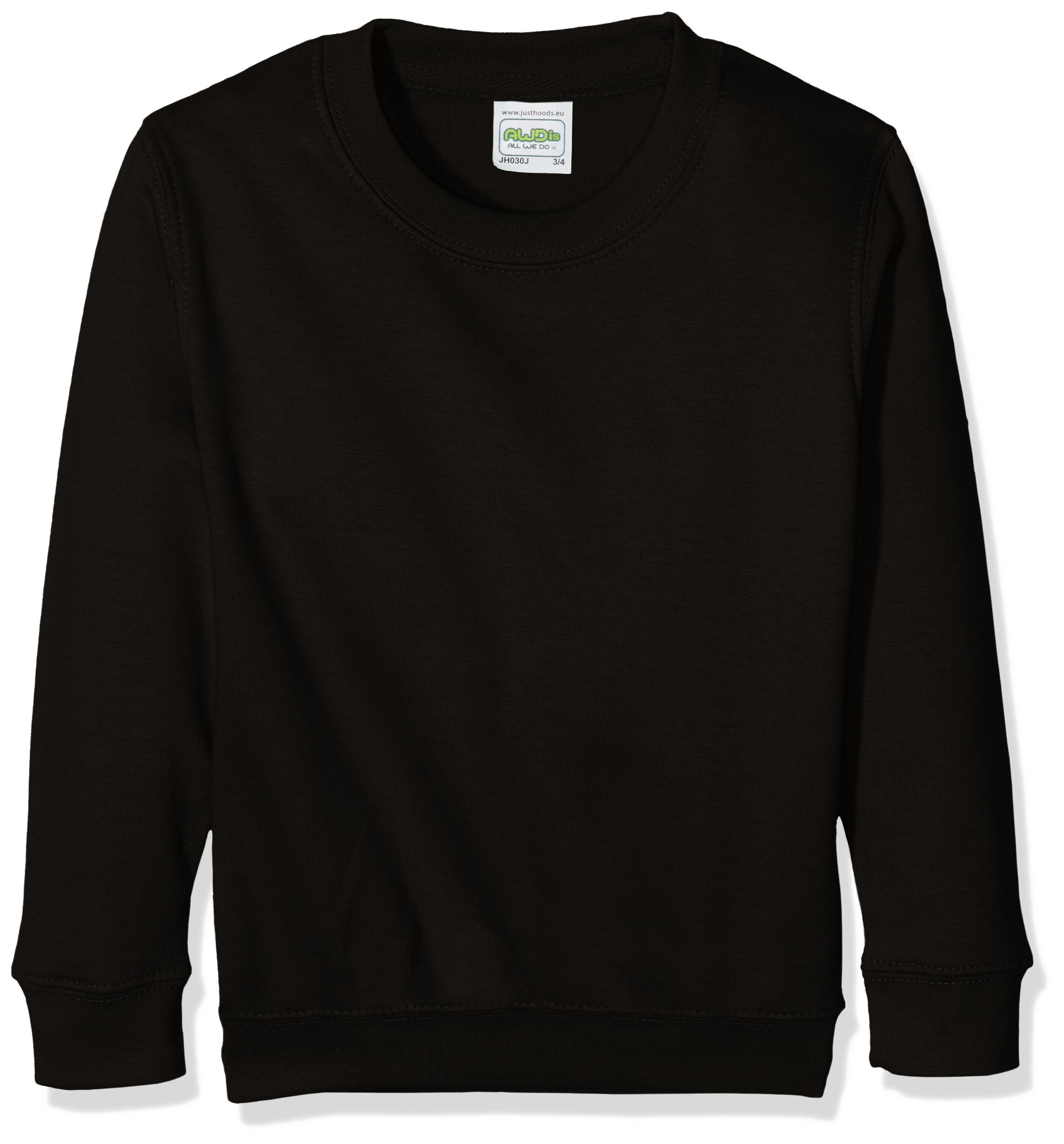 AWDis Boy's Kids Sweatshirt , Black (Jet Black), Medium