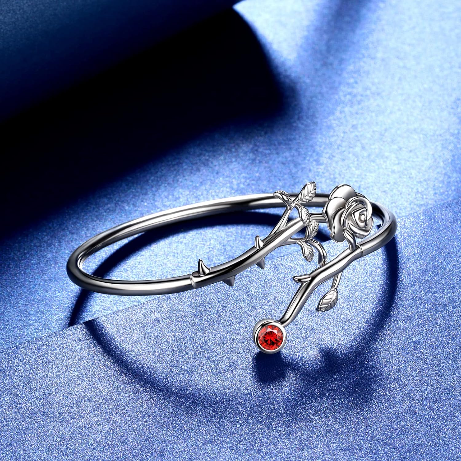 beautlace Rose Adjustable Bracelets Silver/Black Gun Plated Rose Link Flower Bangle Elegant Jewelry Gifts for Women - Image 4