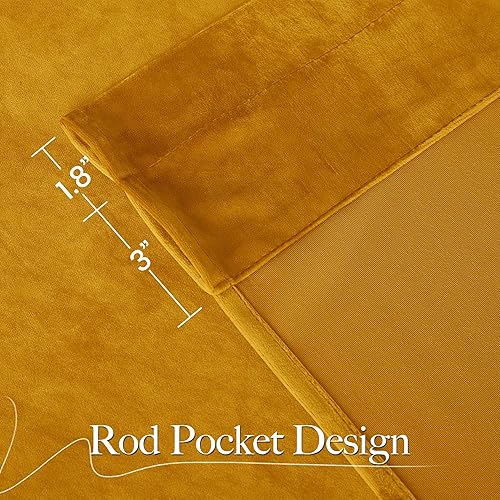 Miniatura 9 de NICETOWN Cortinas de terciopelo para ventana de dormitorio, cortinas gruesas de lujo para decoración del hogar, para comedor (1 par, 108 pulgadas),