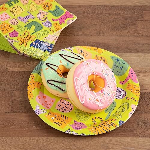 Miniatura 3 de Juego de 48 platos de papel y servilleta de alta calidad para fiesta, tema de gatogatito, vajilla desechable pesada para cumpleaños de niñasniños,