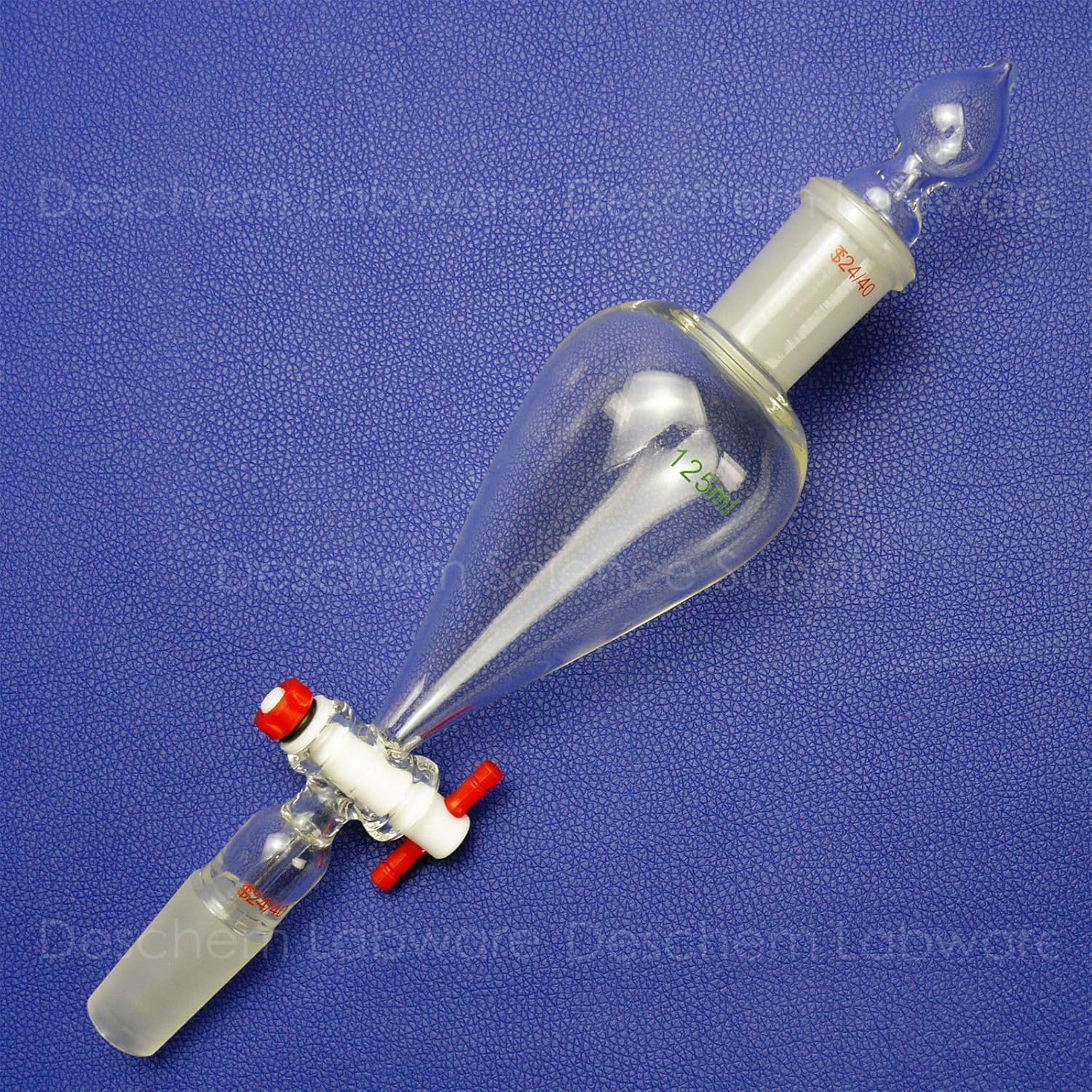 125ml,24/40,Lab Pyriform Separatory Funnel,PTFE Stopcock,Ground Joints